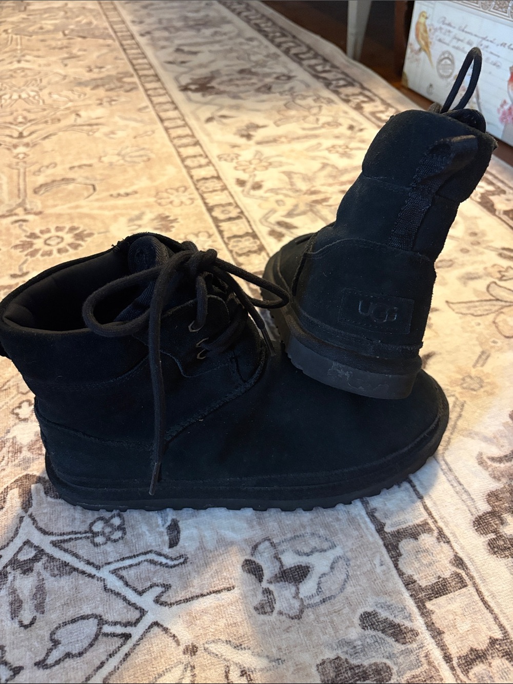 UGG womens Black Suede Lace Up Ankle Boots